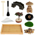 Zen Garden Kit DIY Zen Sand Set Mini Desktop Miniature Sand Pebbles Rake Tools Tray Funny Meditation Artificial Tree Garden Tool