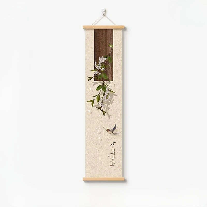Zen Japanese  Landscape Tapestry Wall Hanging, Canvas Art for Tea Room Corridor Living Room Study Background Decor Aesthetic
