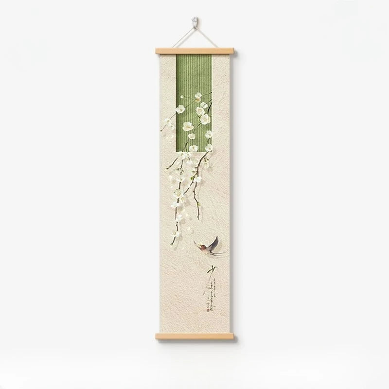 Zen Japanese  Landscape Tapestry Wall Hanging, Canvas Art for Tea Room Corridor Living Room Study Background Decor Aesthetic