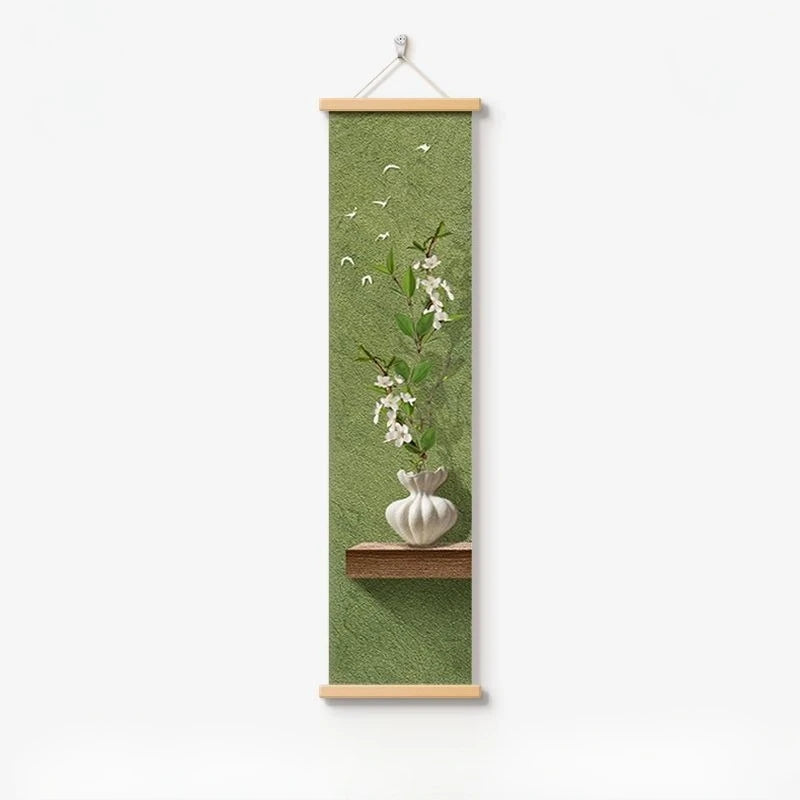 Zen Japanese  Landscape Tapestry Wall Hanging, Canvas Art for Tea Room Corridor Living Room Study Background Decor Aesthetic