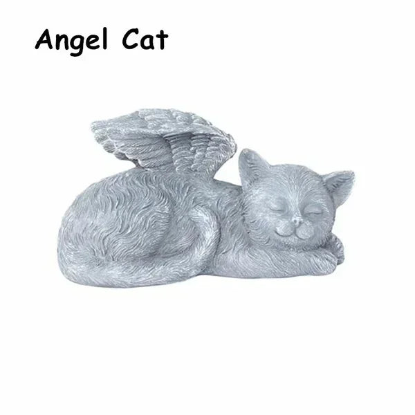 Resin Dog Angel Pet Memorial Gifts Grave Marker Tribute Statue Cat Dog Memorial Statue Modern Home Goods Miniature Deck Decor