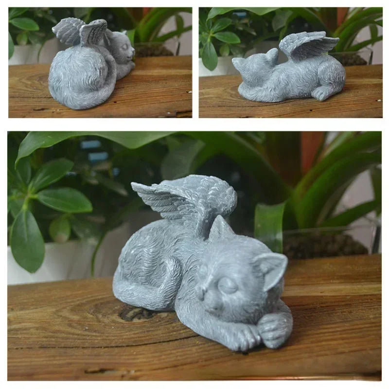 Resin Dog Angel Pet Memorial Gifts Grave Marker Tribute Statue Cat Dog Memorial Statue Modern Home Goods Miniature Deck Decor