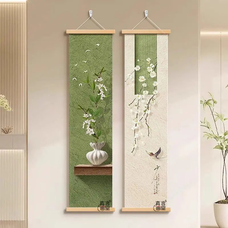 Zen Japanese  Landscape Tapestry Wall Hanging, Canvas Art for Tea Room Corridor Living Room Study Background Decor Aesthetic