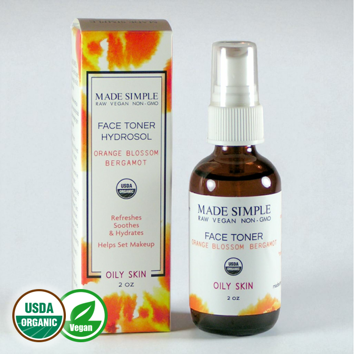 Orange Blossom Bergamot Face Toner for Oily Skin - Certified Organic, Vegan & Cruelty-free